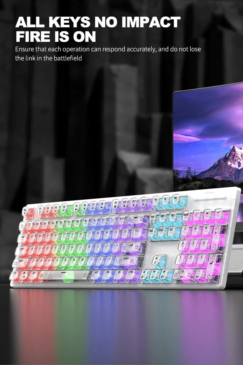RAIKU L1000 Transparent Mechanical Gaming Keyboard (RGB Backlit, Custom Switches, Crystal Clear Chassis)
