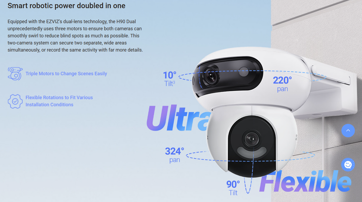 EZVIZ H90 Dual 4MP Dual-Lens Pan & Tilt Wi-Fi Security Camera