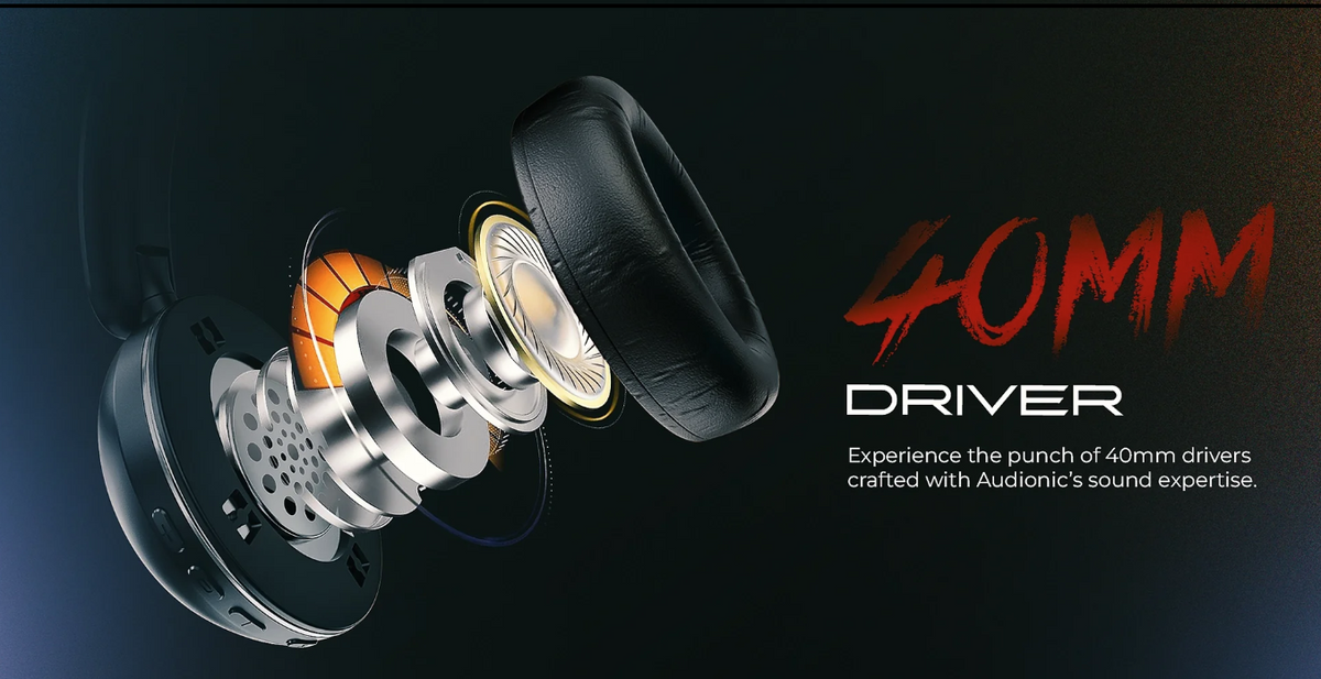 Audionic Hammer Wireless Over-Ear Gaming Headphones (Bluetooth 5.4, RGB Lights)