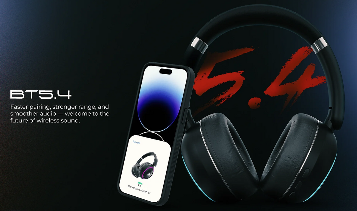 Audionic Hammer Wireless Over-Ear Gaming Headphones (Bluetooth 5.4, RGB Lights)