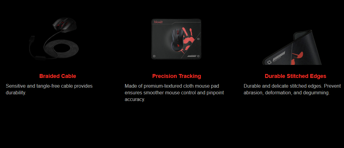Bloody B1700 Neon Gaming Keyboard Mouse & Mousepad Combo (Q130 Keyboard, N50/N50A Mouse, Anti-Slip Mousepad)