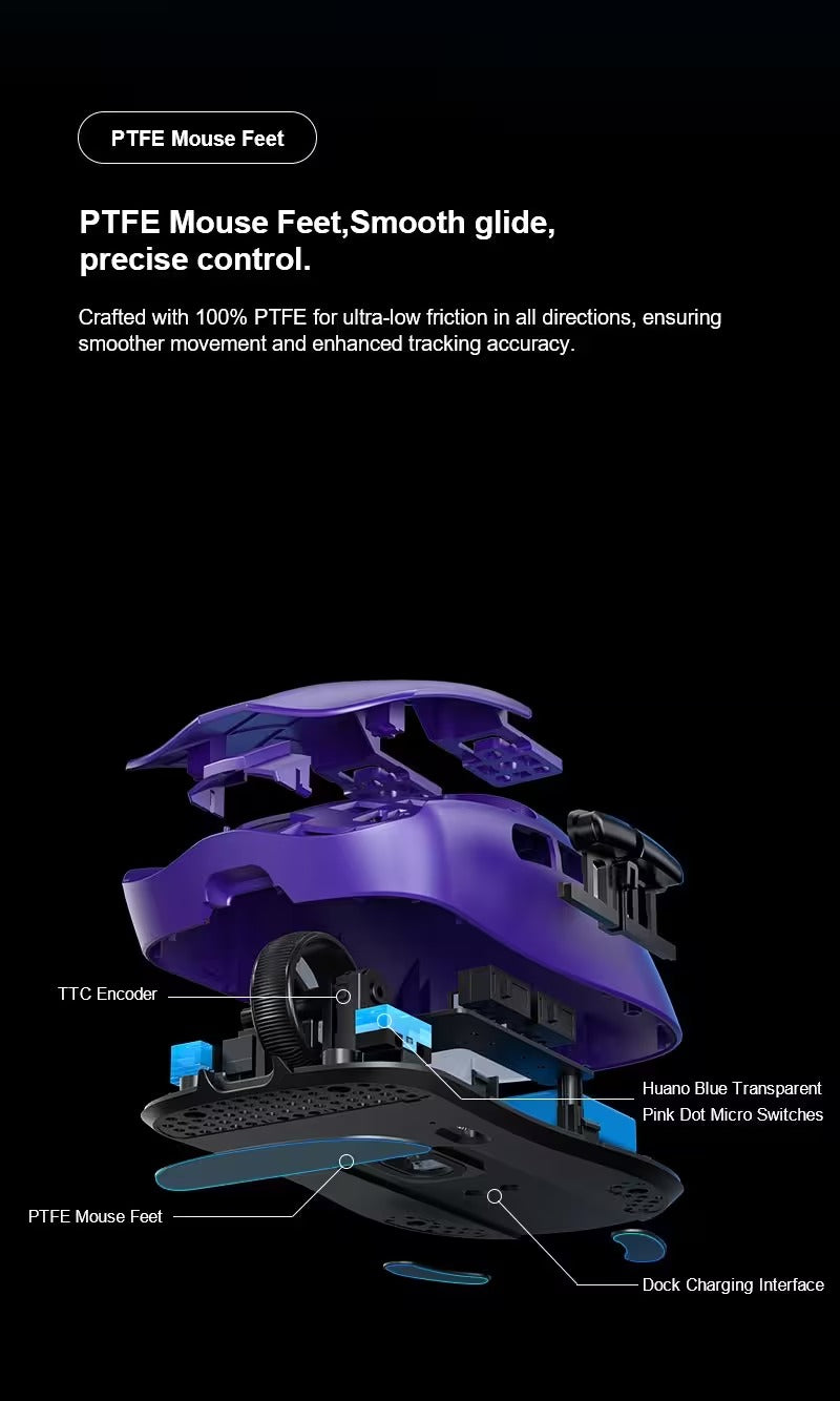 AULA SC380 Pro Tri-Mode Lightweight Wireless Gaming Mouse with Charging Dock (PAW3311 Sensor, 12000 DPI, 1000Hz Polling Rate, 55g Ultra-Light)