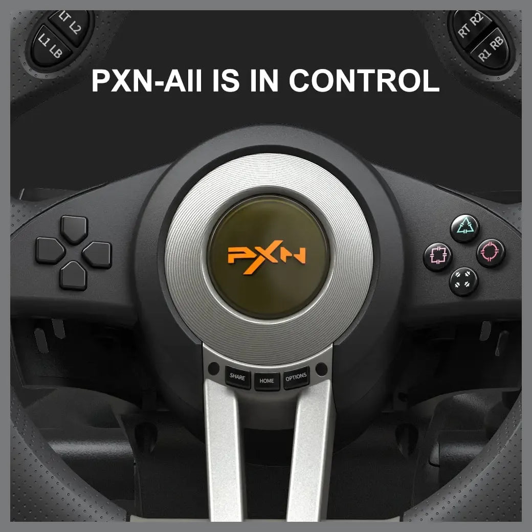 PXN V3Pro Gaming Steering Wheel & Pedal Set (180° Ergonomic Racing Wheel, Dual Vibration Motors, Multi-Platform USB Wired)