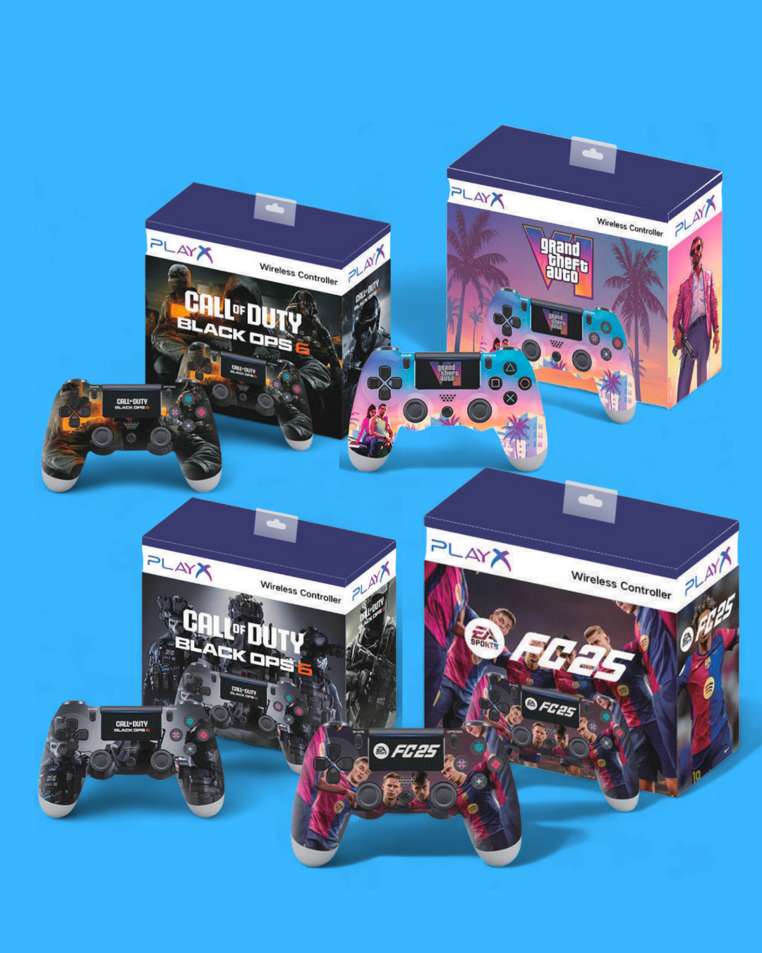 DualShock 4 Wireless Gaming Controller Replica - Printed Special Edition (FC26, Tekken, FIFA, Army, God of War, Street Fighter Prints)