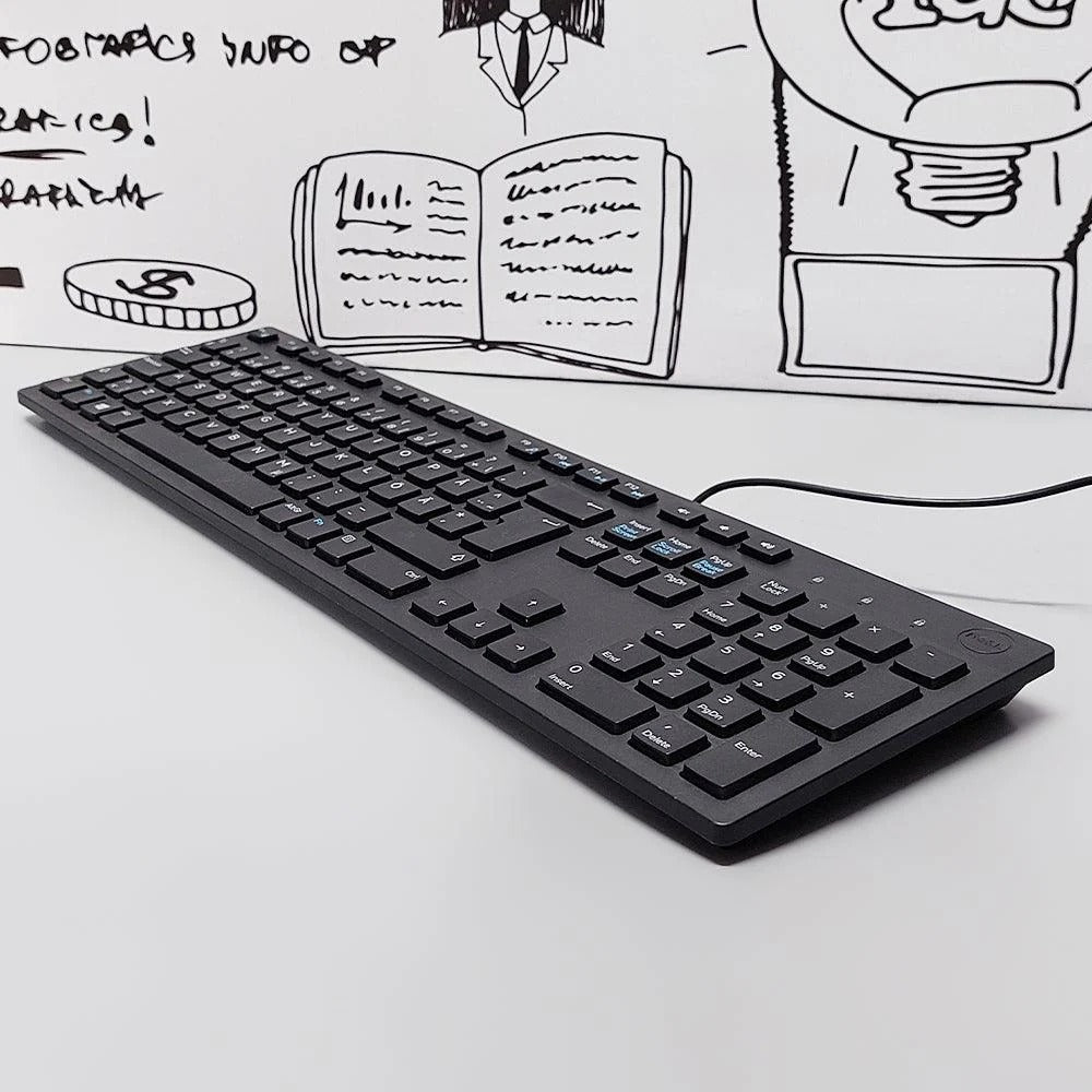 Dell Slim Multimedia USB Wired Keyboard (Chiclet Low-Profile Keys, Heavy-Duty Office Lot Stock)