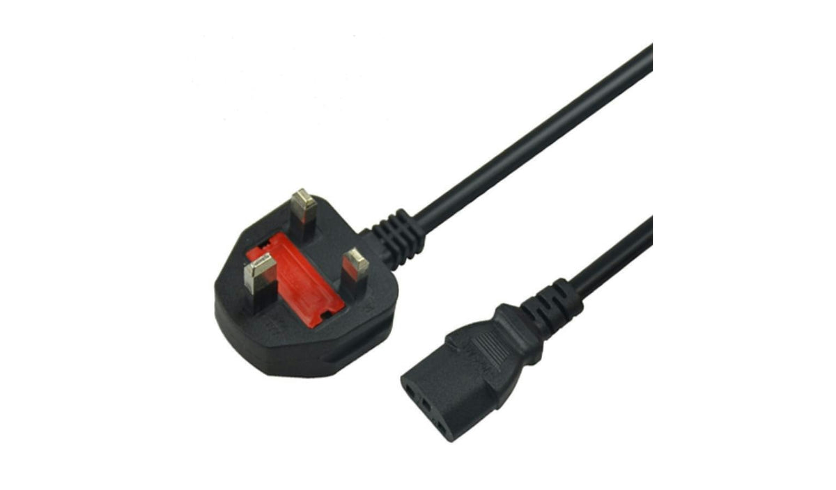 3-Pin Fused UK Desktop PC Power Cable (Heavy-Duty IEC C13 Cord, Branded Lot Stock)