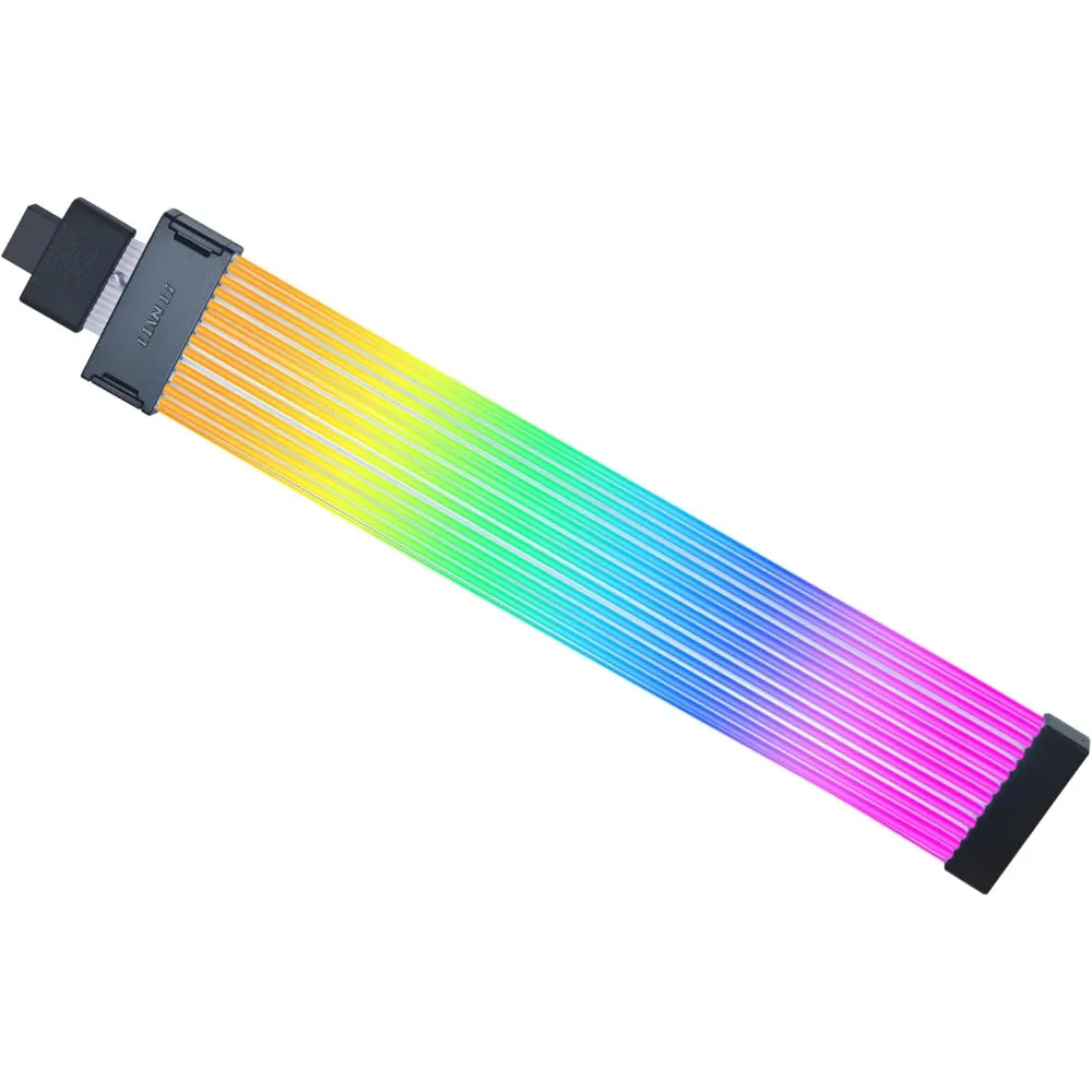 Thunder Premium 24-Pin ARGB PSU Cable Strip for Gaming PC (Vibrant Addressable RGB, Sleek Black Braided Sleeving, Plug & Play 5V 3-Pin Sync)