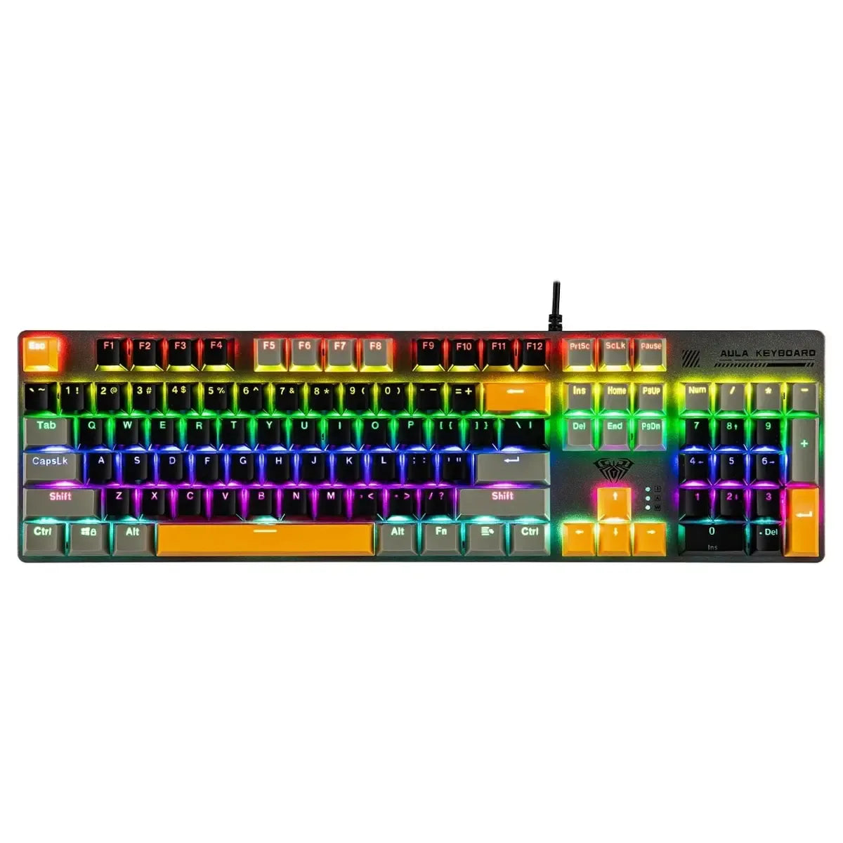 AULA S500 Mechanical Gaming Keyboard (Full-Size Layout, RGB Backlight, Mechanical Switches, Multi-Function Knob)