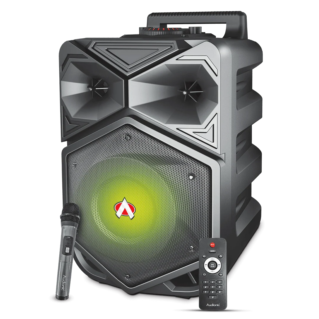 Audionic MH-808 Plus Mehfil Portable Bluetooth Speaker (8" Woofer, Wireless Mic, Remote Control, TWS Feature)