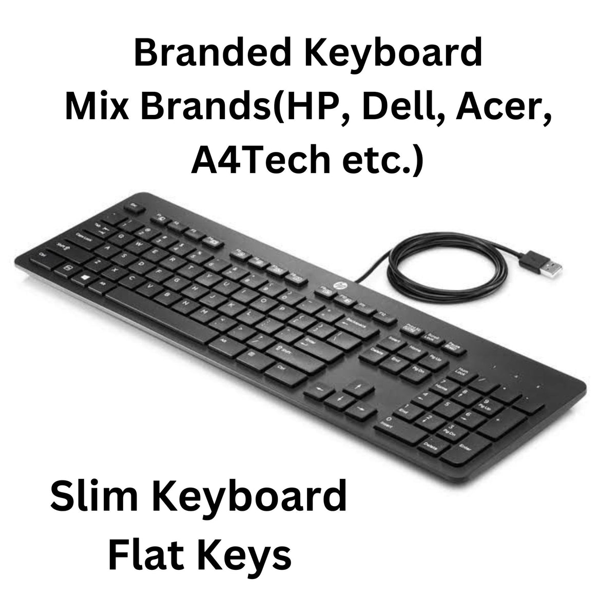 Dell Slim Multimedia USB Wired Keyboard (Chiclet Low-Profile Keys, Heavy-Duty Office Lot Stock)