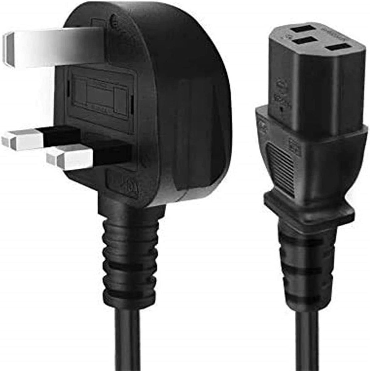 3-Pin Fused UK Desktop PC Power Cable (Heavy-Duty IEC C13 Cord, Branded Lot Stock)