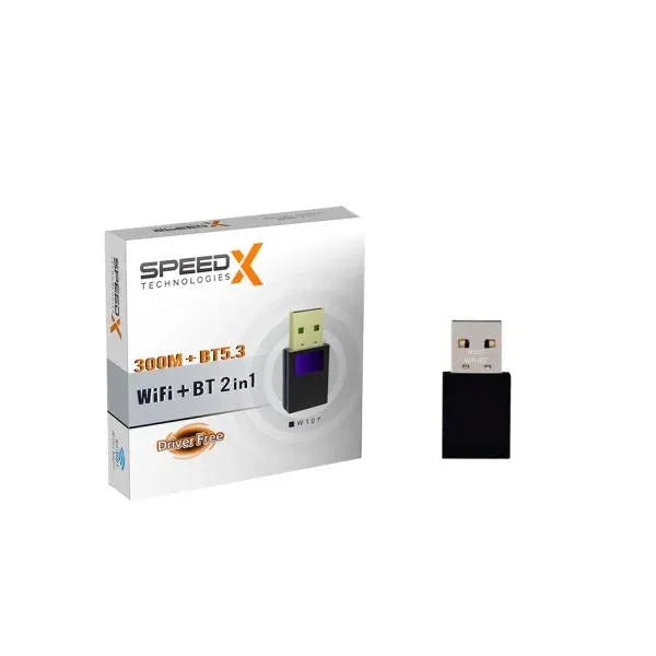 Speed-X Alfa W107 2-in-1 Wireless USB Adapter (300Mbps Wi-Fi + Bluetooth 5.3)