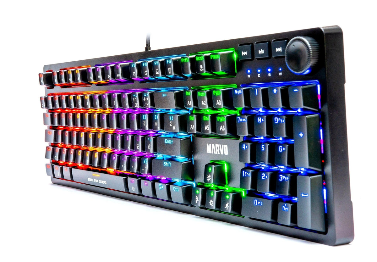 Marvo KG954 Full Size Mechanical Gaming Keyboard (Rainbow Backlight, Mechanical Switches, Double-Shot Keycaps)