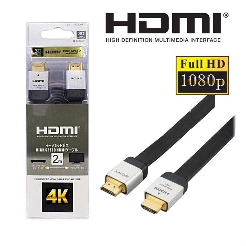 Sony 4K High-Speed HDMI Cable (2 Meter, Premium Braided, 18Gbps, Gold-Plated Connectors)
