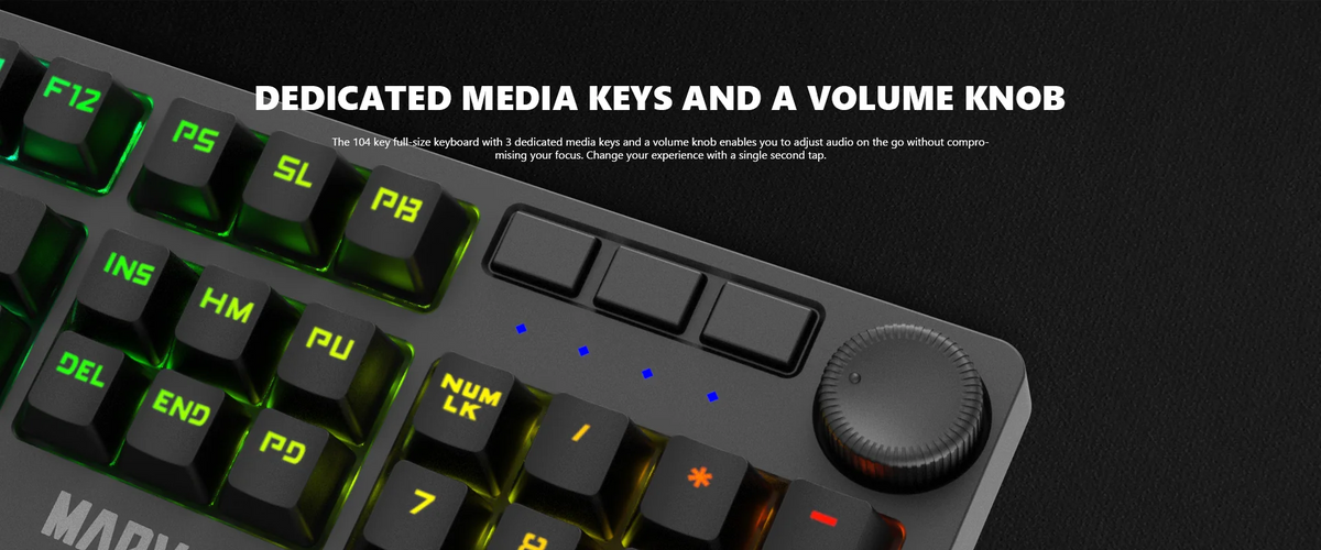 Marvo KG954 Full Size Mechanical Gaming Keyboard (Rainbow Backlight, Mechanical Switches, Double-Shot Keycaps)