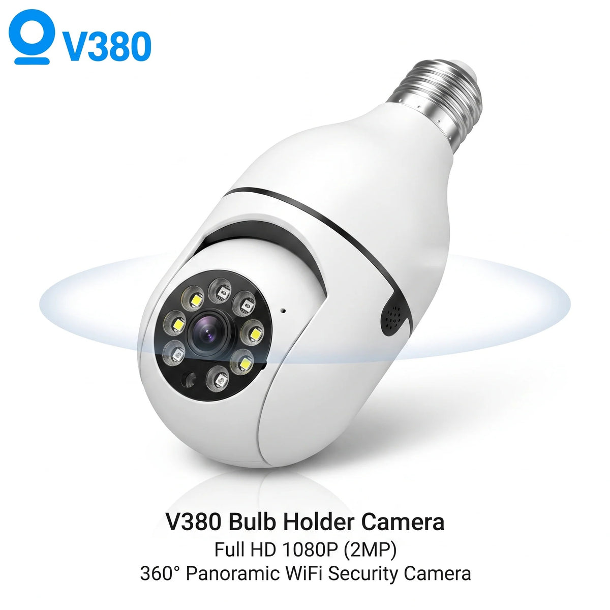 V380 Pro 2MP 1080P Full HD Wireless Wi-Fi Bulb Camera (360° PTZ E27 Bulb Holder, Night Vision, Two-Way Audio)