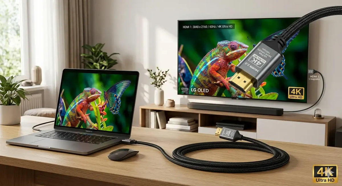 High-Speed 4K HDMI Cable 1.5 Meter (Ultra HD 2160P, 18Gbps Bandwidth, Braided Mesh Shielding, Premium HD Cable)