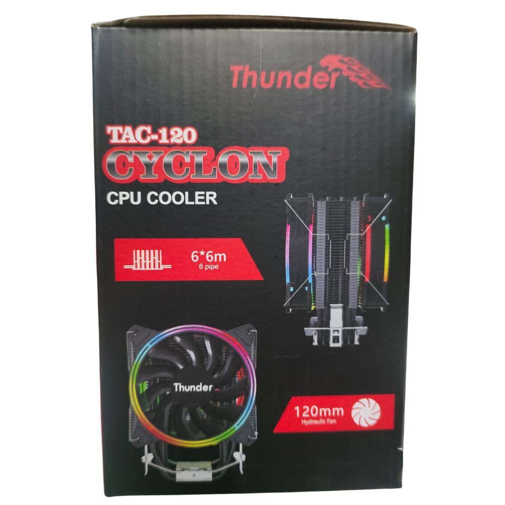 Thunder Cyclone TAC-120 RGB / ARGB Air CPU Cooler (6 Copper Heat Pipes, Dual 120mm Fans, PWM)