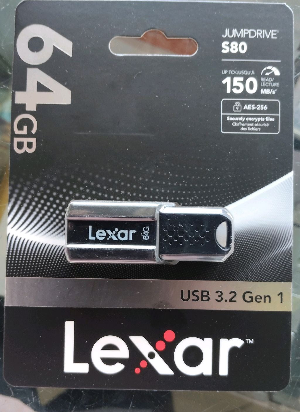 Lexar JumpDrive S80 USB 3.2 Gen 1 Flash Drive (Retractable Design, Up to 150MB/s Read Speed, 256-Bit AES Data Security Software, Official Replacement Warranty)
