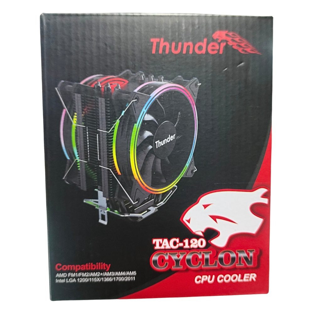 Thunder Cyclone TAC-120 RGB / ARGB Air CPU Cooler (6 Copper Heat Pipes, Dual 120mm Fans, PWM)