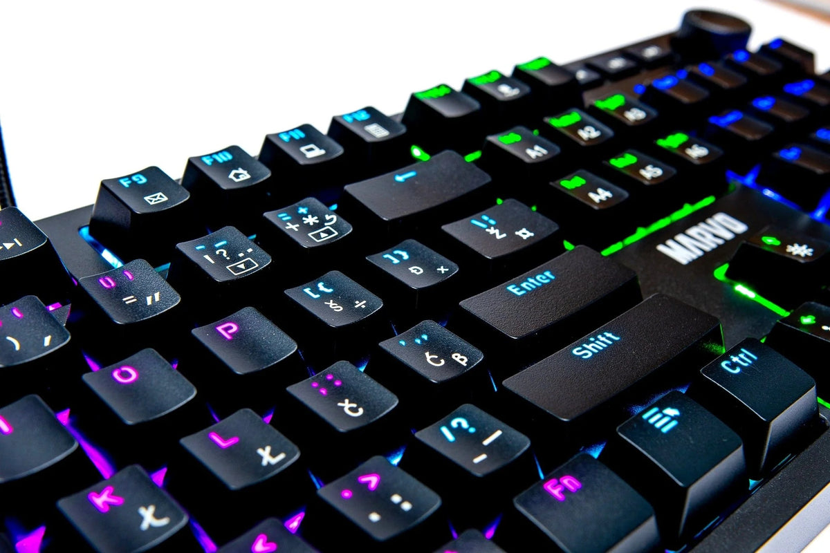 Marvo KG954 Full Size Mechanical Gaming Keyboard (Rainbow Backlight, Mechanical Switches, Double-Shot Keycaps)