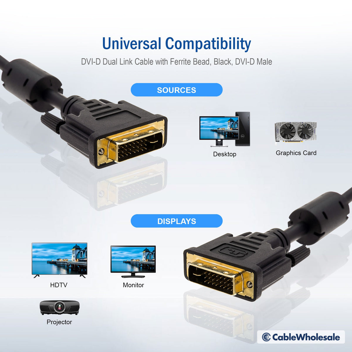 Original Branded DVI-D Dual Link Video Cable ( Male to Male, Heavy Duty Imported Lot Stock)