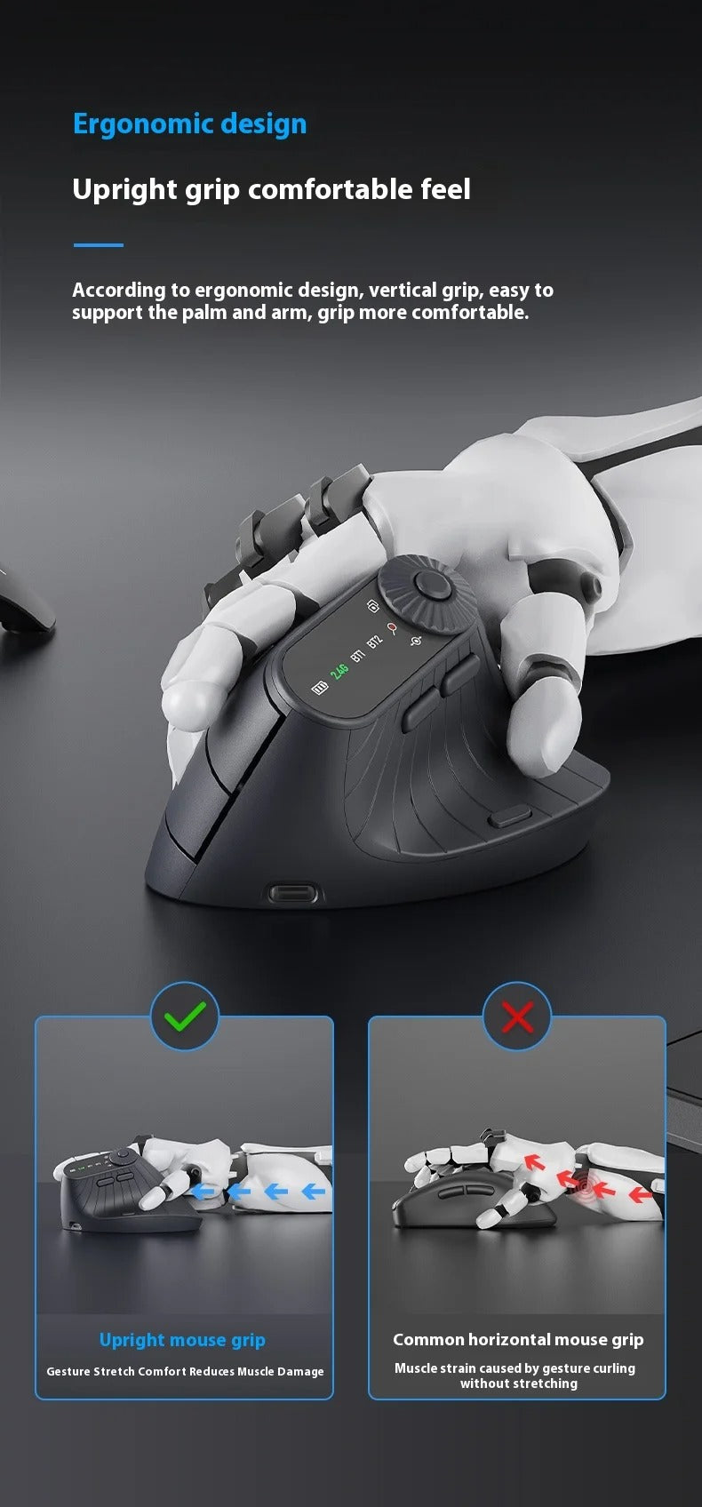 Monster Airmars M2 Max Tri-Mode Ergonomic Vertical Wireless Mouse (2.4G + Dual Bluetooth)