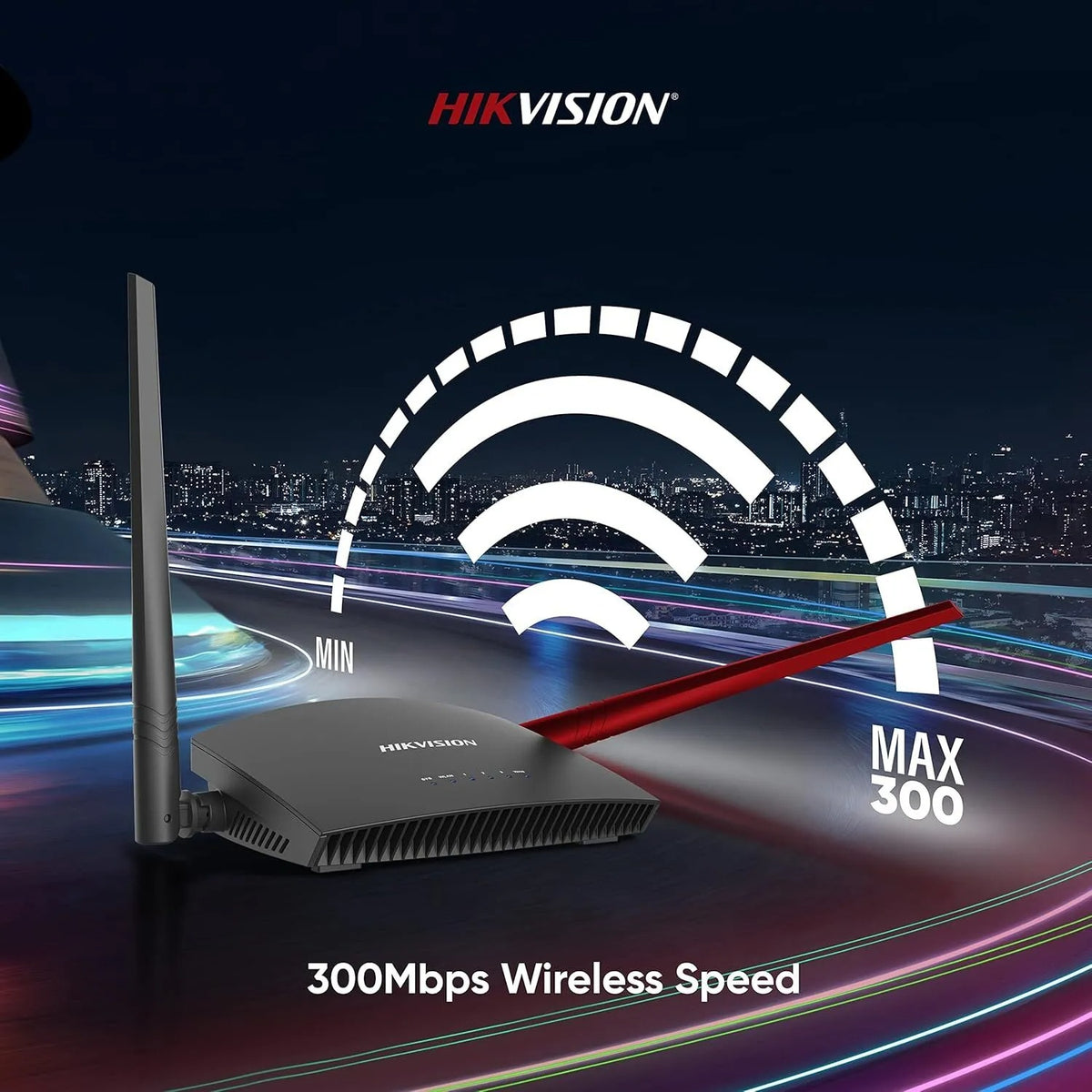 Hikvision DS-3WR3N 300Mbps Wireless N Router (Dual 5dBi High-Gain Antennas, Multi-Mode, 2.4GHz)