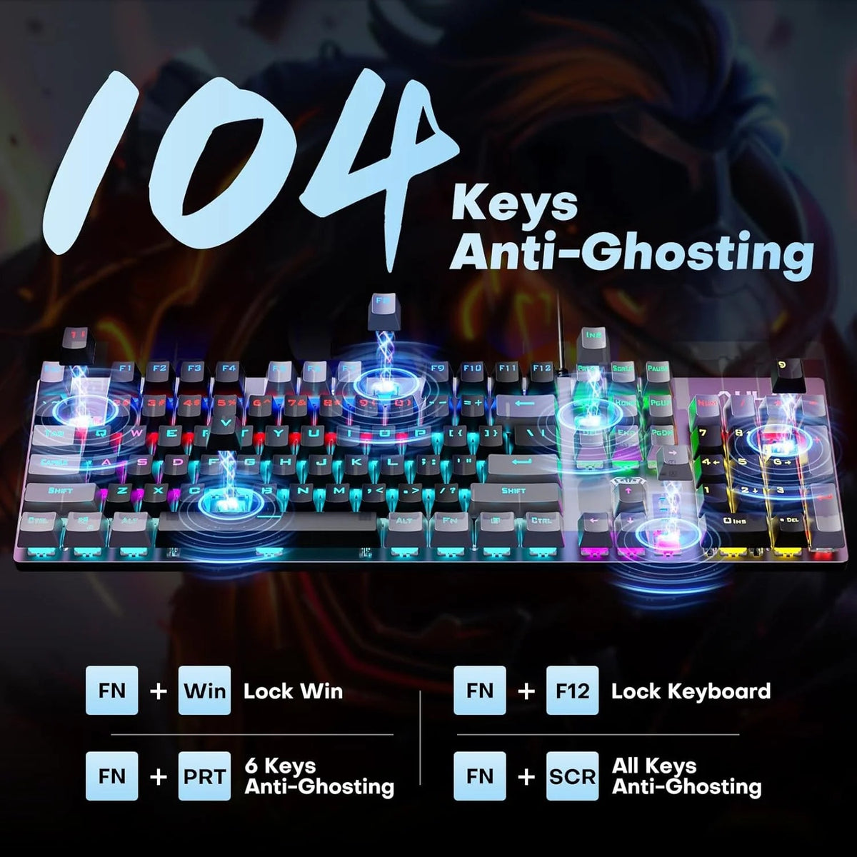 AULA F2068 Pro Compact Mechanical Gaming Keyboard (Custom RGB Backlight, Tactile Mechanical Switches, Anti-Ghosting)