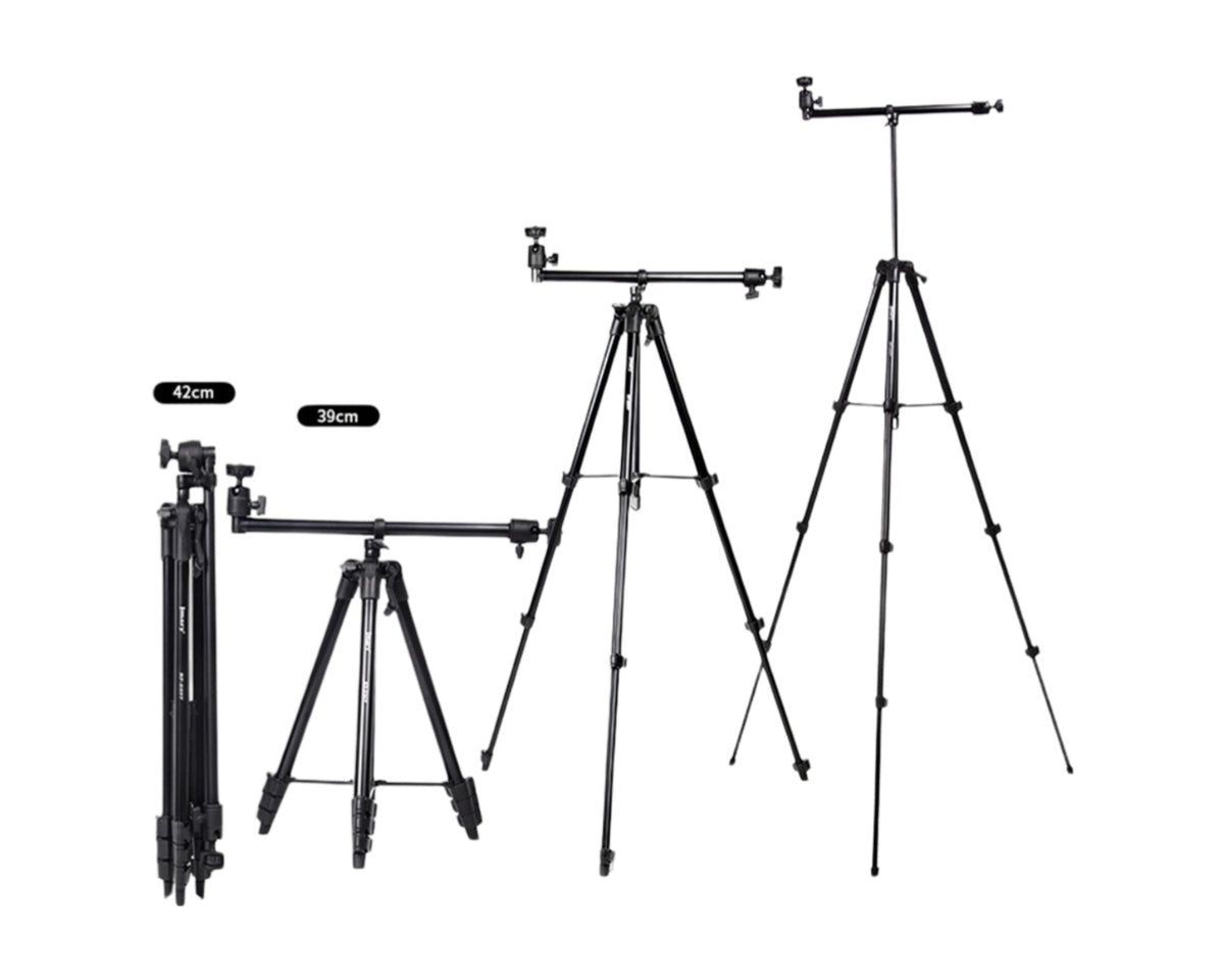 Jmary KP-2207 Overhead & Professional Vlogging 2-in-1 Tripod Monopod (Horizontal Center Column, 360° Ball Head, Phone Holder)