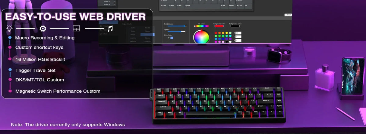 AULA WIN68 Wired Magnetic Switch Rapid Trigger Gaming Keyboard (Hall Effect Magnetic Switches, Dynamic RGB, 60% Compact Layout)