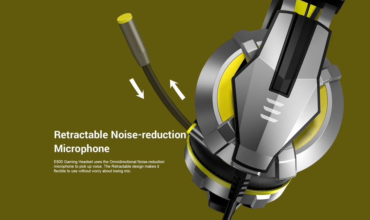 EKSA E800 Stereo Sound Wired Gaming Headset with Noise-Canceling Mic & LED Lights (3.5mm + USB)
