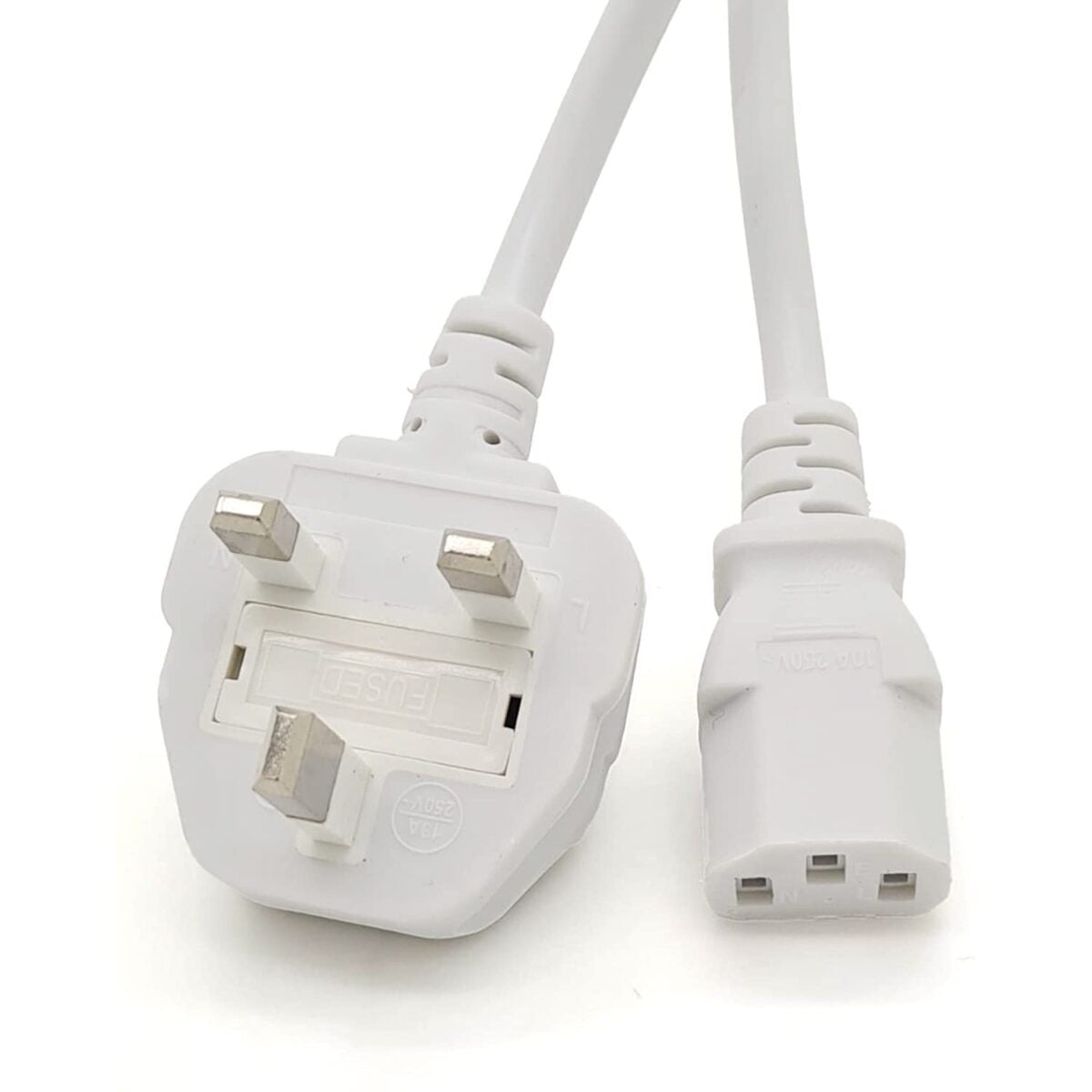 3-Pin Fused UK Desktop PC Power Cable (Heavy-Duty IEC C13 Cord, Branded Lot Stock)