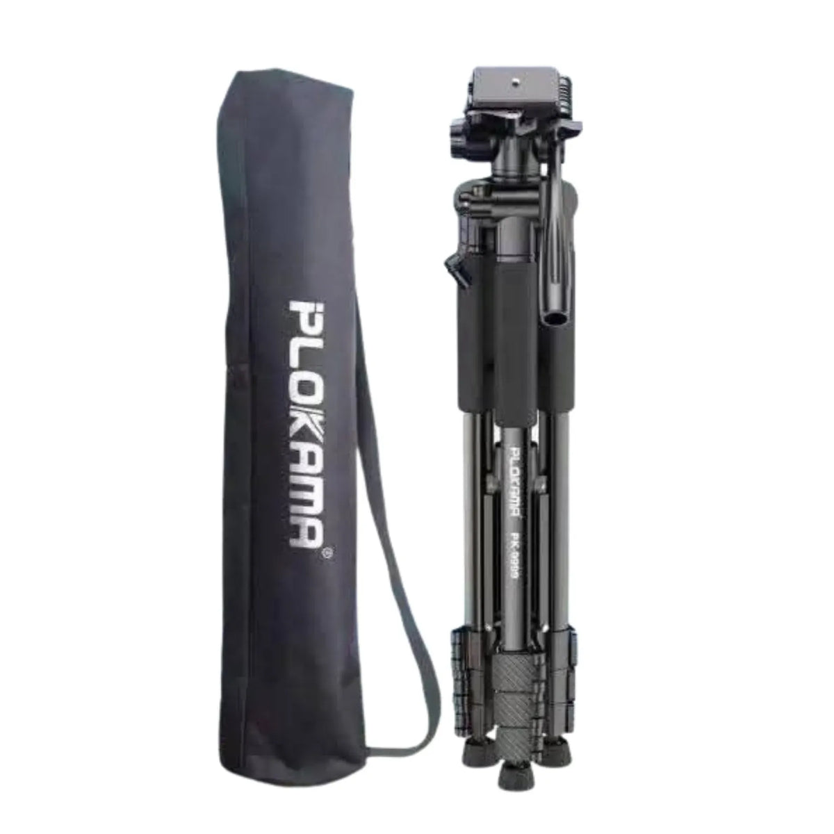 Plokama PK9950 Professional Heavy-Duty Camera & Mobile Tripod Stand (3-Way Pan Head, Quick Release Plate, Universal Phone Holder)