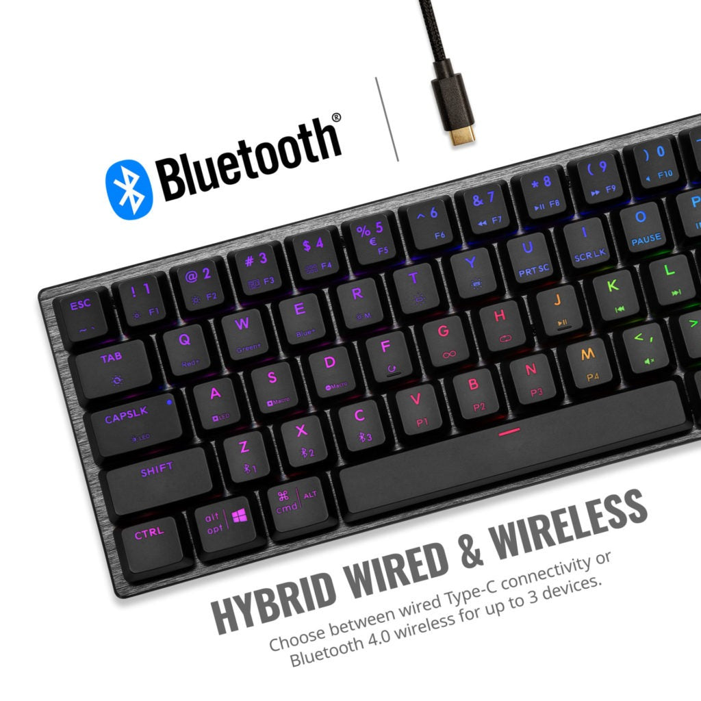 Motospeed SK62 Dual-Mode Wireless 60% Mechanical Gaming Keyboard (Bluetooth 5.0 + Type-C Wired, RGB Backlit, Mechanical Switches)