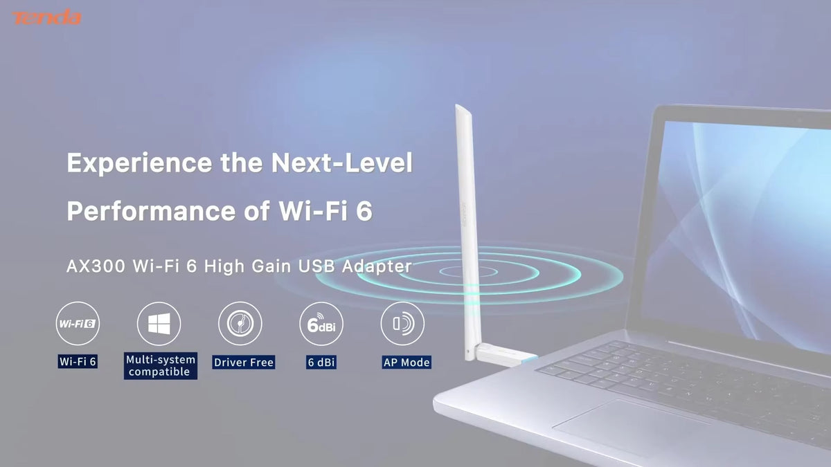 Tenda U2 AX300 Wi-Fi 6 High Gain Wireless USB Network Adapter