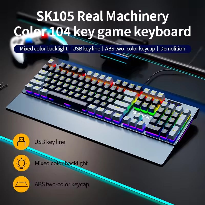 SOREX SK105 Full-Size Mechanical RGB Gaming Keyboard (Tactile Mechanical Switches, Dynamic Backlighting, Imported Stock)