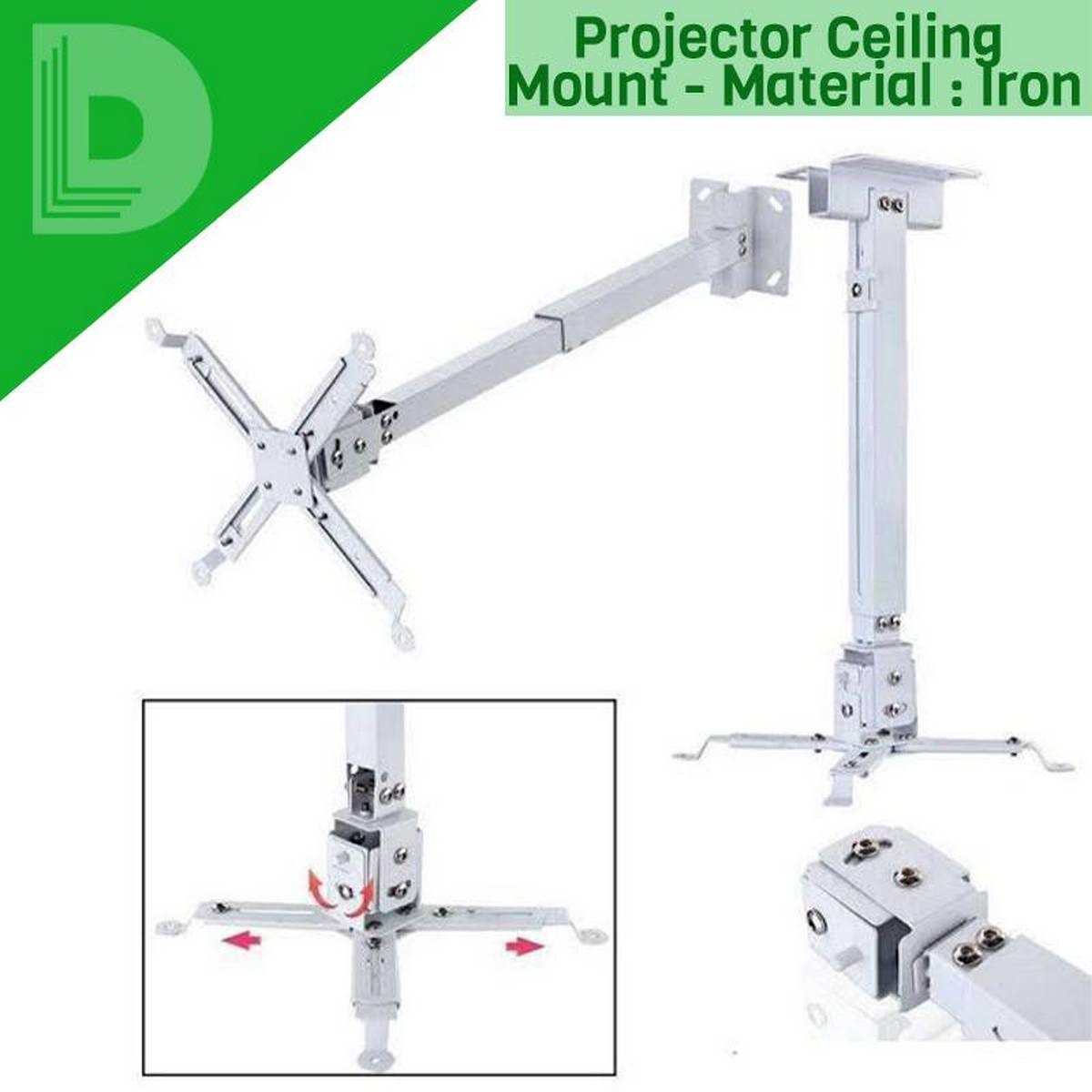 Universal Projector Ceiling Mount Bracket 3.3feet (61cm to 100cm Adjustable Extension Pole, 360 Degree Swivel, 15° Tilt, Cable Management)