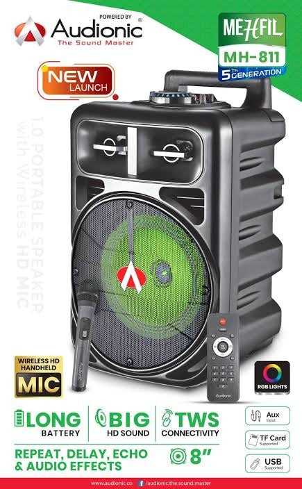Audionic Mehfil MH-811 Portable Bluetooth Speaker with Wireless Mic (20W)