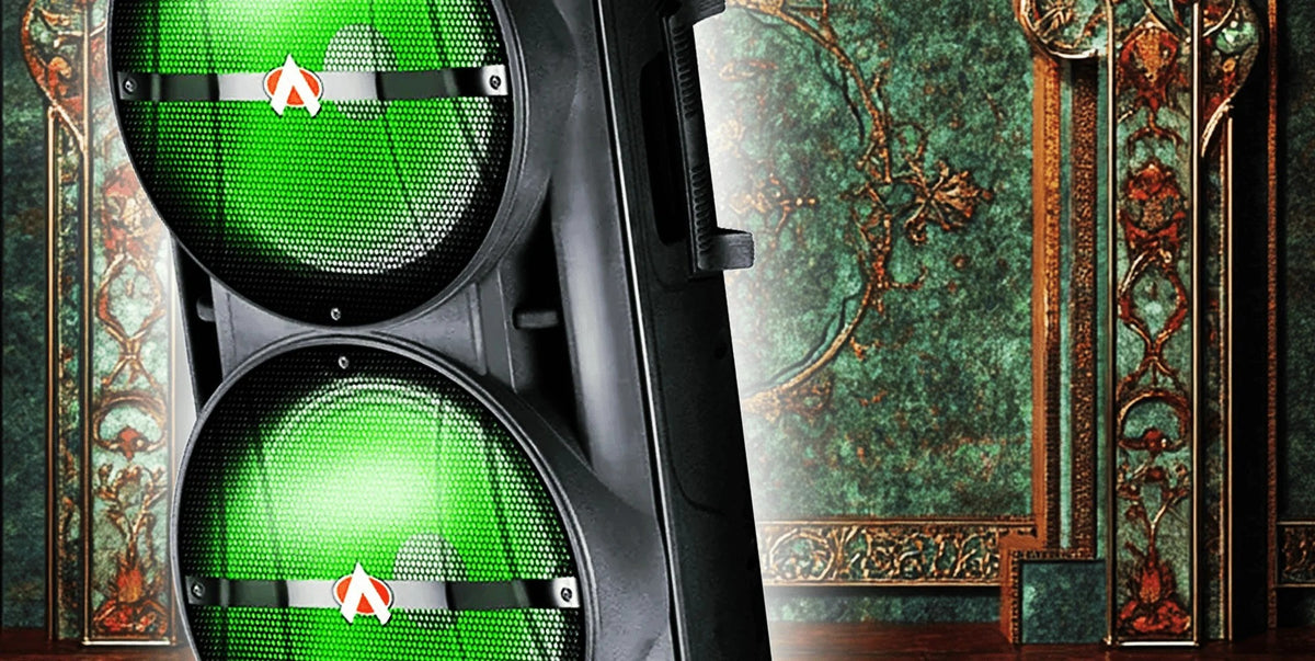 Audionic Mehfil MH-1212 Advance Dual 12-Inch Portable Bluetooth Trolley Speaker with 2 Wireless Mics