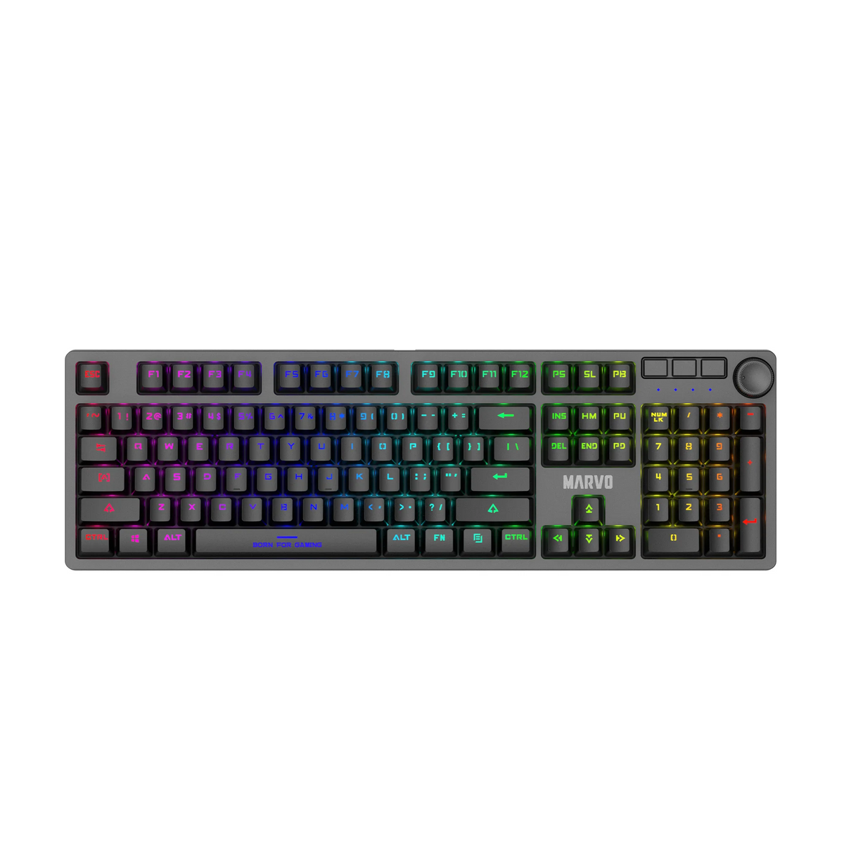 Marvo KG954 Full Size Mechanical Gaming Keyboard (Rainbow Backlight, Mechanical Switches, Double-Shot Keycaps)
