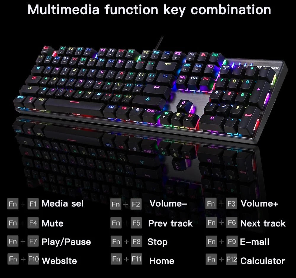 Motospeed CK104 Mechanical Gaming Keyboard (RGB Backlit, Outemu Switches, Aluminum Top Panel)