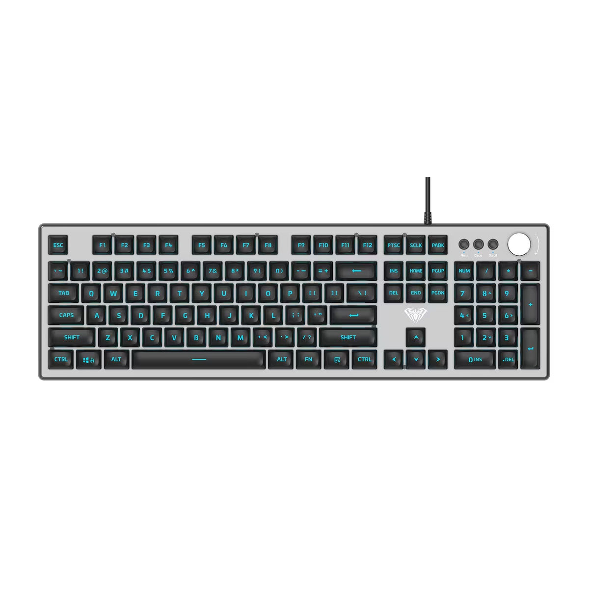 AULA F2028 Wired Gaming Keyboard (Custom Macro Software Support, RGB Backlight, Multi-Function Media Knob)