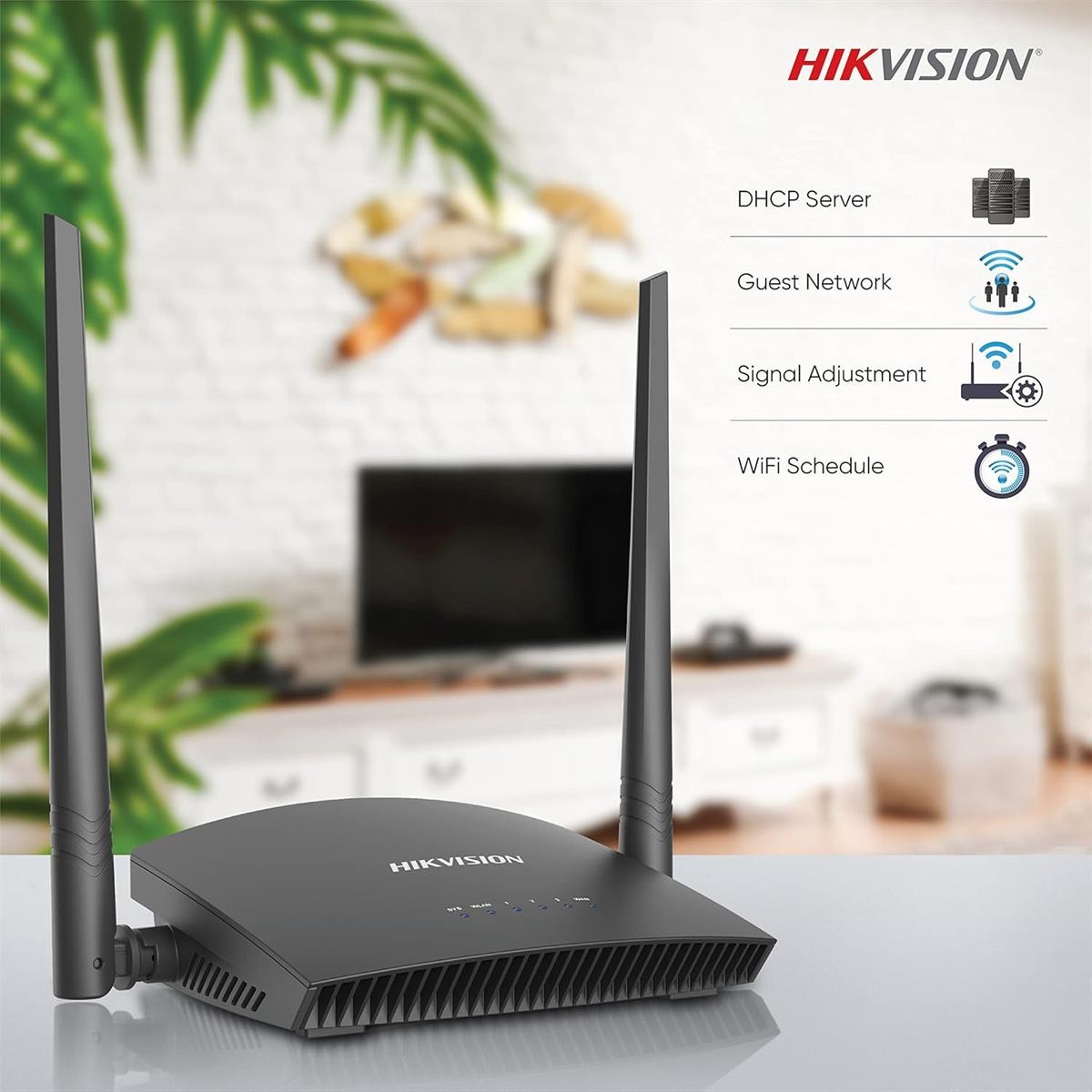 Hikvision DS-3WR3N 300Mbps Wireless N Router (Dual 5dBi High-Gain Antennas, Multi-Mode, 2.4GHz)