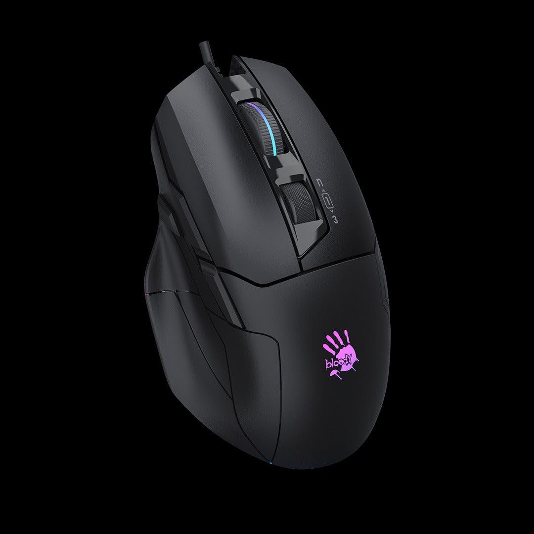 Bloody W70 Max RGB Optical Gaming Mouse (10,000 CPI Sensor, Dual Wheels, 10 Programmable Buttons)