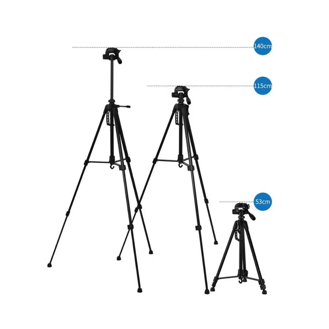 Weifeng WF-3520 Professional Lightweight Camera & Mobile Tripod Stand (3-Way Pan Head, Gear Center Column, Quick Release Plate)