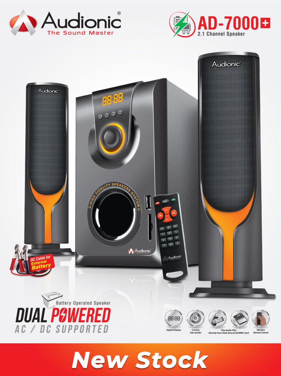 AD-7000 PLUS MULTIMEDIA SPEAKER (AC/DC SUPPORTED)