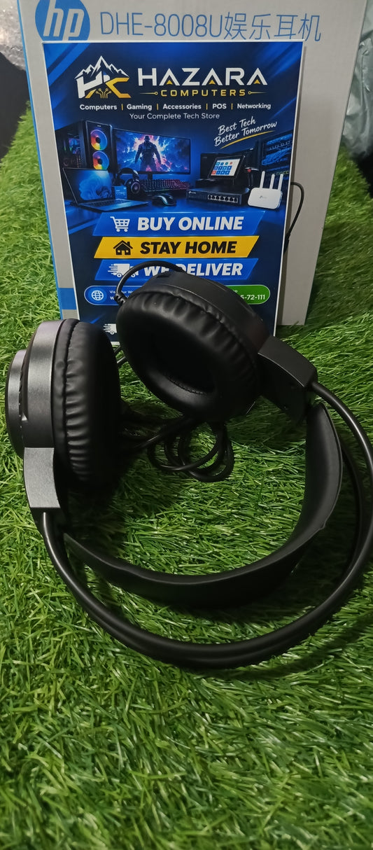 HP DHE-8008U Wired Stereo Gaming Headset (Over-Ear, Noise-Isolating Mic, LED Lighting, USB Plug)