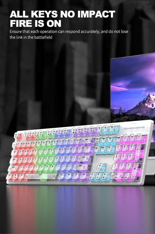 RAIKU L1000 Transparent Mechanical Gaming Keyboard (RGB Backlit, Custom Switches, Crystal Clear Chassis)