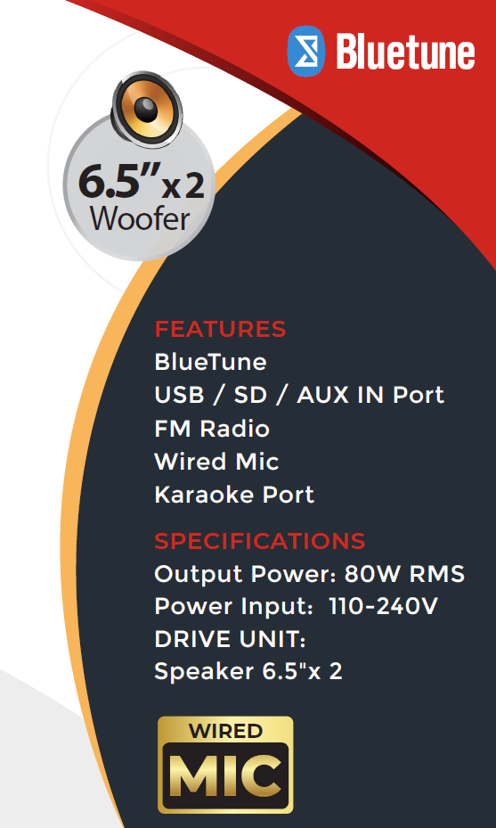 Audionic Classic 60 BT Lite 2.0 Channel Multimedia Speaker System with Wired Mic